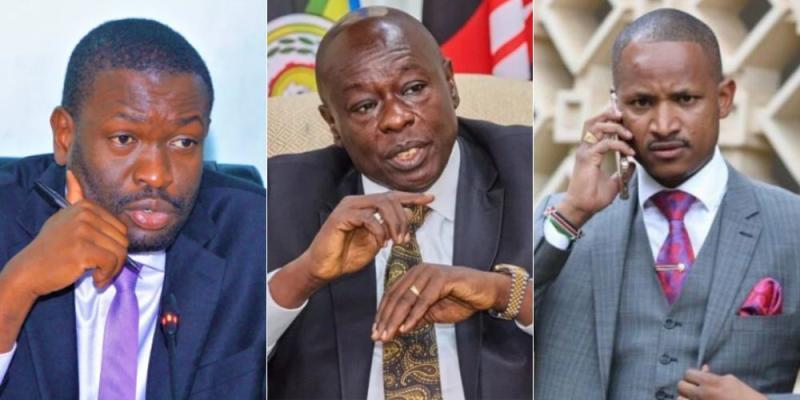 A collage of Nairobi Senator Edwin Sifuna, DCP leader Rigathi Gachagua and Embakasi East MP Babu Owino.